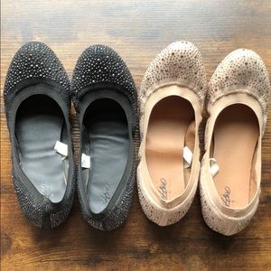 2 pairs of sparkly jeweled flats